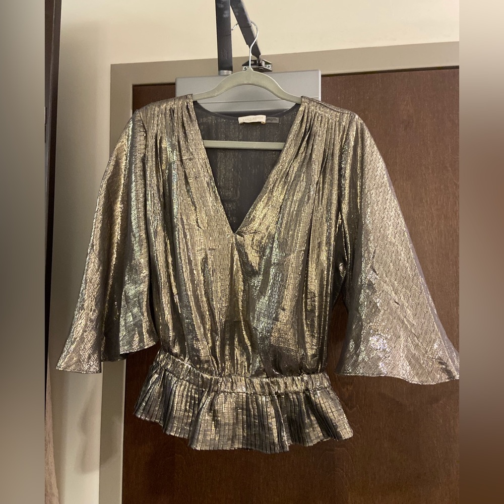 Ramy Brook Gold Metallic Top Size S